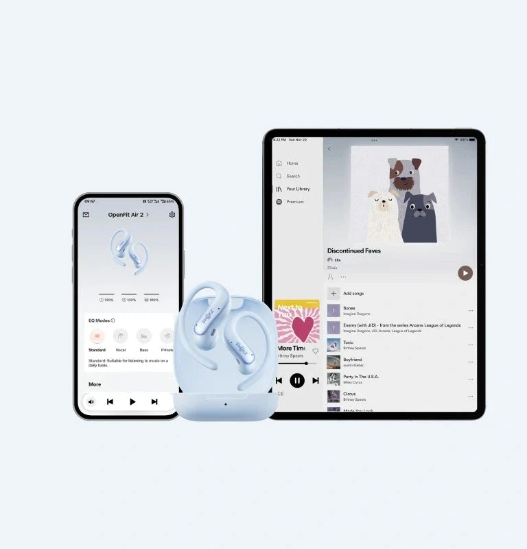 Shokz OpenFit Air 2 MultiPoint-Verbindung mit Smartphone und Tablet